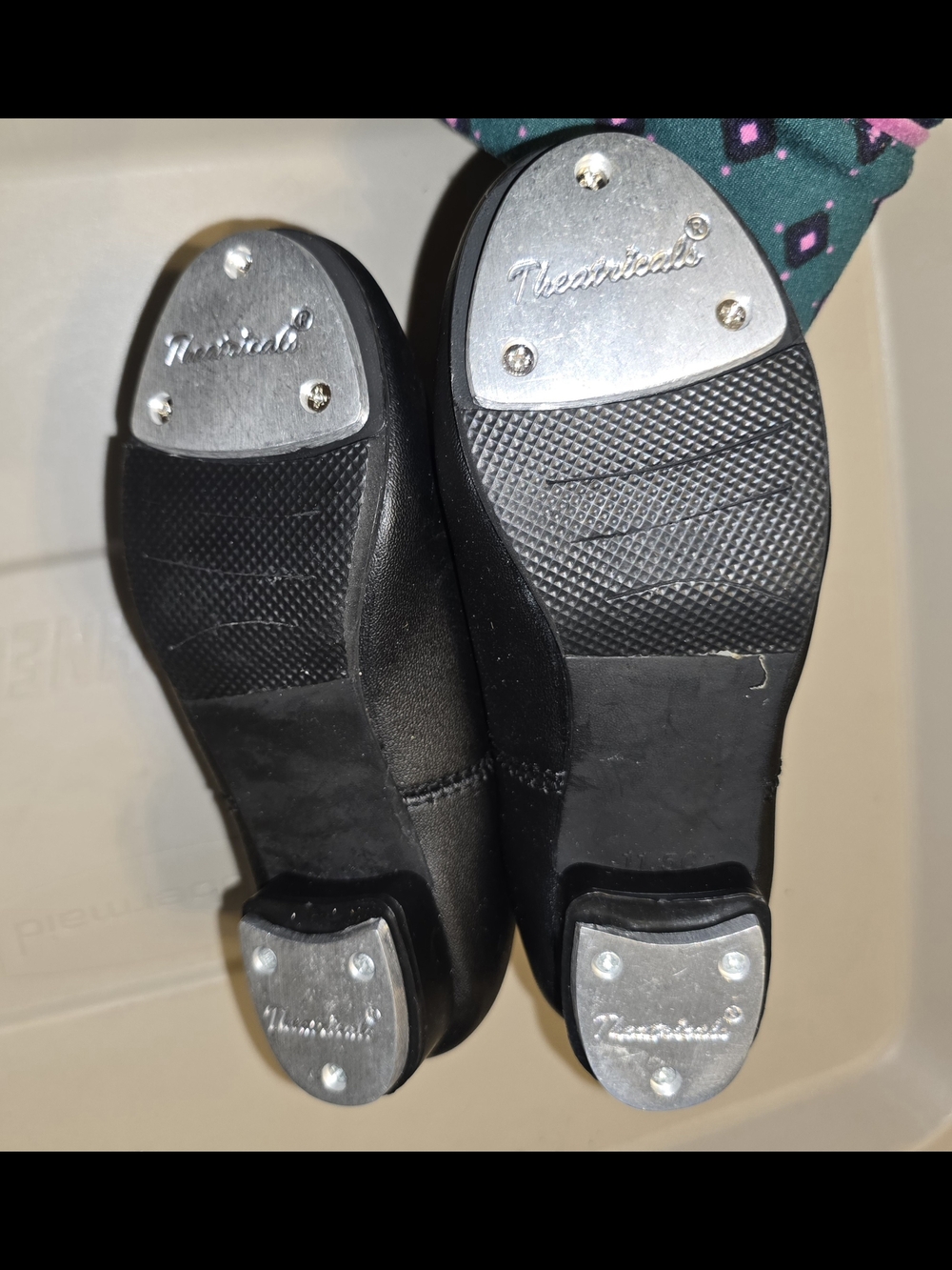 Theatrical Girls Child Tap Dance Shoes Black Lace Up Size 11.5c - Exc Cond